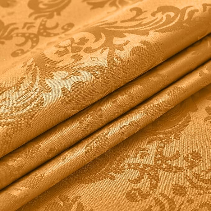 SASTYBALE Amber Rectangle Jacquard Tablecloth, Spill Wrinkle Proof Damask Table Cloth for Rectangle Tables, Rectangular Harvest Fall Inddor Outdoor Tablecloths, 60x 102 Inch Amber