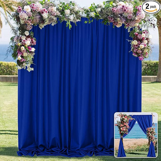 10ft x 8ft Royal Blue Backdrop Curtains for Party Stage Wedding Ceremony Light Filtering Curtains Photography Backdrop for Baby Showers Rod Pocket Home Sliding Door Decoration, 5ft x 8ft, 2 Panels