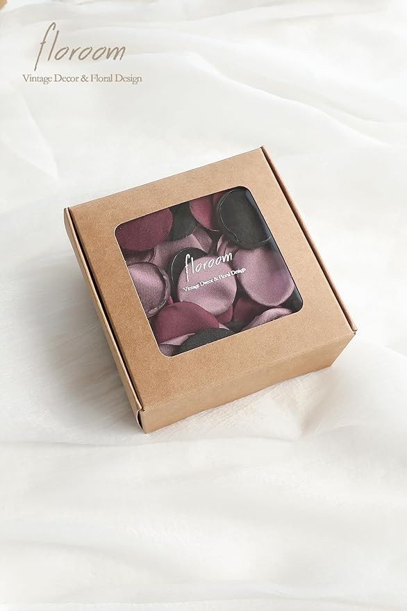 Floroom 300pcs Rose Petals Black Burgundy Faux Silk Flower Petals for Wedding Flower Girl Basket Aisle Scatter Dinner Table Centerpieces Party Confetti Bridal Shower Romantic Night Decoration