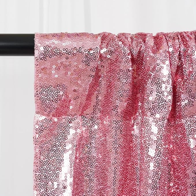 SquarePie Sequin Backdrop Curtain Not See Through Thick Glitter Background for Party 6FT x 8FT Fuchsia Pink