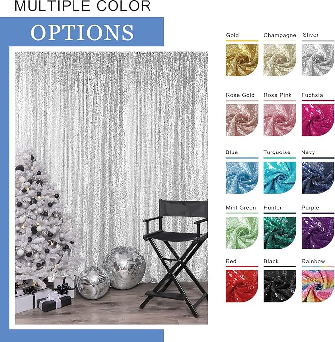 Hahuho Rose Pink Sequin Backdrop Curtain, 4PCS 2FTx8FT Glitter Backdrop Curtain for Parties, Christmas, Wedding, Banquet Decoration（4 Panels, 2FT x 8FT, Rose Pink）