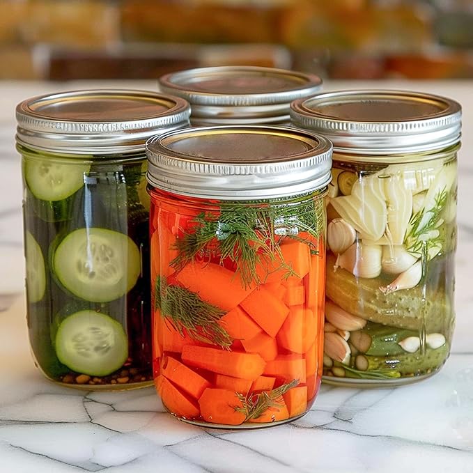 ComSaf Wide Mouth Mason Jars 16oz - 8 Pack, Pint Mason Jars with Lids and Seal Bands, Glass Canning Jars for Pickling, Jam, Jelly, Honey, Salad, Desert, Shower Wedding Favors, DIY Candles Decor