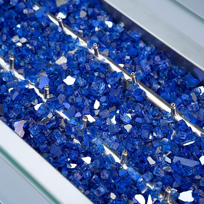 Stanbroil 10 Pound Fire Glass - 1/4 inch Reflective Tempered Fire Glass for Fireplace Fire Pit, Cobalt Blue Reflective