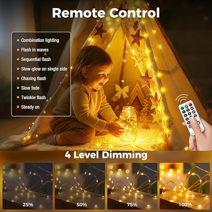 btfarm Fairy Lights Plug in with Remote, 99FT 300 LED Outdoor Twinkle Lights Waterproof with Timer, 8 Modes Indoor String Lights for Bedroom Patio Garden Wedding Christmas Decoration, Warm White