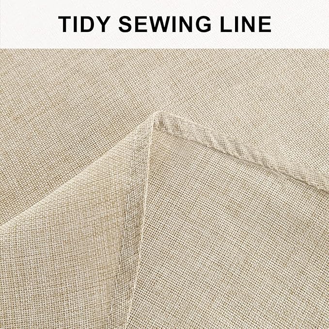 Hiasan Round Linen Tablecloth 120 Inch - Wrinkle and Stain Resistant Washable Polyester Fabric Table Cloth for Dining Room Kitchen Party, Beige