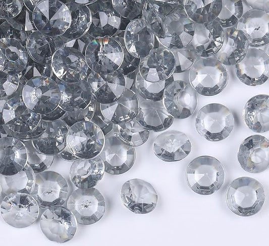 1000pcs/ Pack Wedding Table Acrylic Diamond Scatter Crystals Confetti Acrylic Gems Vase Fillers Rhinestones for Wedding, Bridal Shower, Vase Beads Decorations (10mm, Gray)