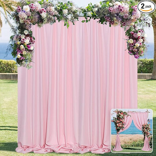 Pink Backdrop Curtain for Parties Rod Pocket Pink Curtains Photography Backdrop Drapes Privacy Fabric Decoration for Birthday Party Wedding Baby Shower Home Decor, 5ft x 10ft, 2 Panels