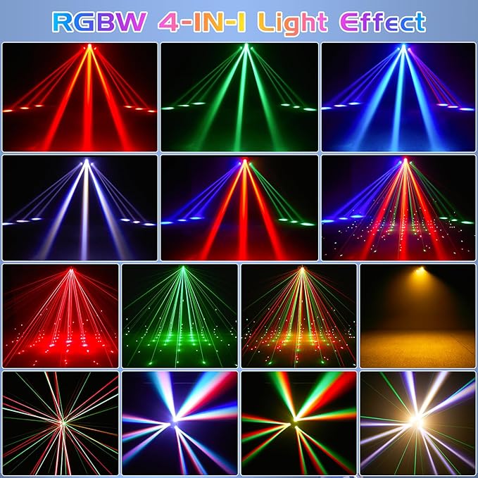 Moving Head DJ Lights, 150W RGBW LED Laser Stage Light,XY Dual-Axis Rotating,Strobe & Star Effect,Linear Dimming, DMX Sound Activated,Laser Party Lights for Live Show,Wedding,KTV Club,Bar
