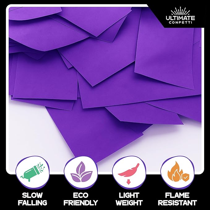 Ultimate Confetti, Purple Biodegradable Confetti - Rectangular Fluttering Tissue Paper Confetti for Cannon and Launcher use – Best for Gender Reveal, Parties, Concerts and Weddings - 20 lb, 320 oz