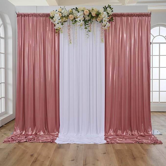 10x10ft Thick Rose Gold Glitter Backdrop Curtain Panels for Parties, Wrinkle Free Sequin Sparking Photo Backdrop Drapes, 2 Panels 5x10ft Shimmer Back Drop Cloth for Wedding Birthday Photography