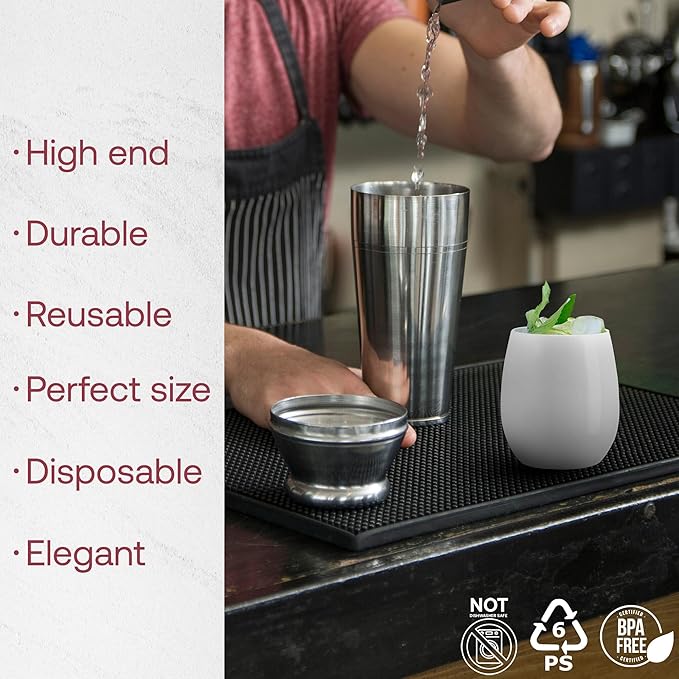 Smarty Had A Party 12 oz Wine Glasses Pack of 64 White Stemless Plastic Glasses, Unbreakable Disposable Drinkware for Parties and Events