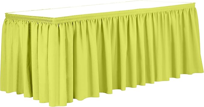 Ultimate Textile Pleat Polyester Fabric Table Skirt - Machine Washable Flame Resistant with Clips for Events, Weddings & Trade Shows, Cut & Sewn in Paterson, NJ - Lemon, 14' Shirred Pleat
