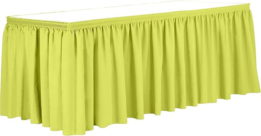 Ultimate Textile Pleat Polyester Fabric Table Skirt - Machine Washable Flame Resistant with Clips for Events, Weddings & Trade Shows, Cut & Sewn in Paterson, NJ - Lemon, 14' Shirred Pleat