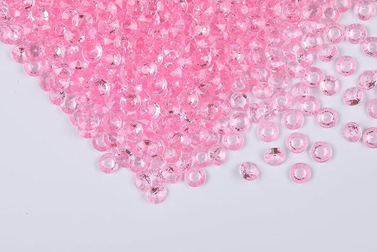 1000pcs/ Pack Wedding Table Acrylic Diamond Scatter Crystals Confetti Acrylic Gems Vase Fillers Rhinestones for Wedding, Bridal Shower, Vase Beads Decorations (12mm, Baby Pink)