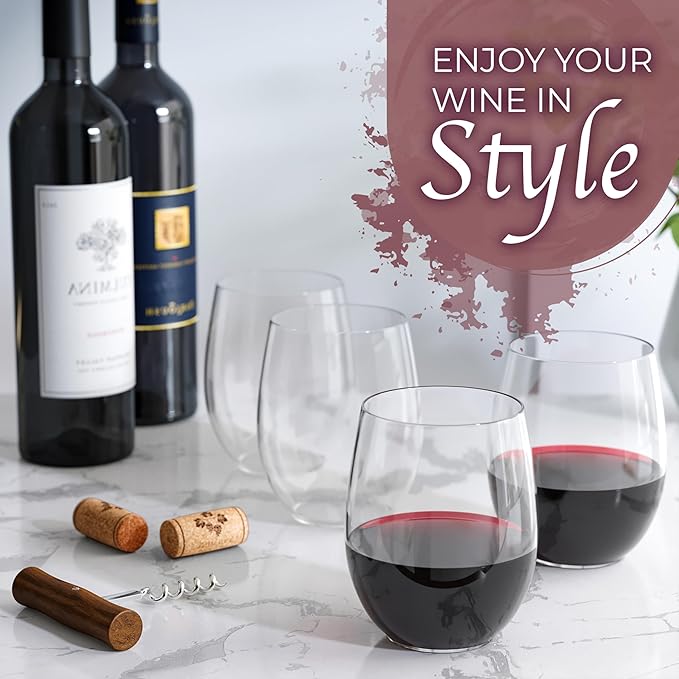 Exquisite 48 Pcs Unbreakable Stemless Plastic Wine Glasses Disposable Wine Glasses Stemless 12 Oz Clear Plastic Cocktail Cups Clear Party Cups Disposable Cocktail Glass Weddings & Events