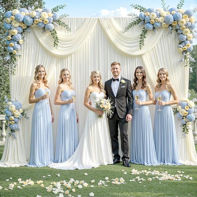 20ft x 12ft Ivory Backdrop Curtains Wrinkle Free Backdrop Curtain for Wedding Parties Ivory Fabric Backdrops Drapes Back Drop Cloth Bridal Shower Stage Curtains Wedding Decorations for Reception