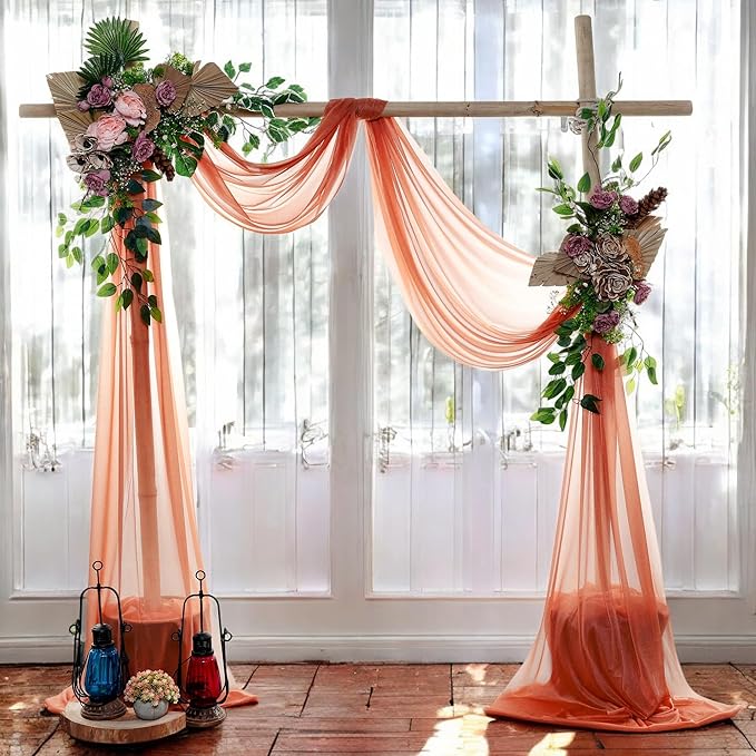 MDS Halloween Chiffon Draping Fabric - 1 Panel, 30" Wide x 30ft Long - Sheer Spooky Arbor & Canopy Drapery for Haunted House Backdrops, Party Ceilings, DIY Costumes & Themed Events - Terracotta