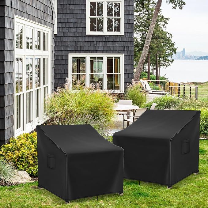 Patio Furniture Covers Waterproof for Chairs, Lawn Outdoor Chair Covers 2 Pack, Patio Chair Covers for Outdoor Furniture Fits up to 33W x 34D x 31H inches, Black