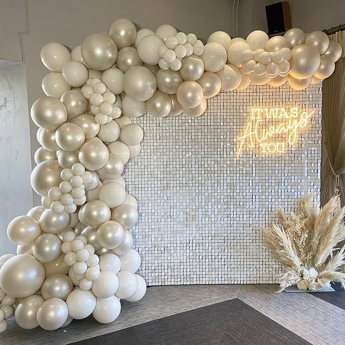 Qcity Mirror White Sequin Wall Backdrop 36PCS, Black Back Not See-Through Design, Square Sequin Glitter Backdrop Panel, Perfect for Outdoor Events, Birthdays, Wedding and Party Decoration