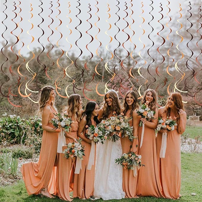 36 Pcs Brown Hanging Swirl Decorations Ombre Cream Tan Brown Felt Swirl Streamer Spiral Ceiling Garland for Boho Neutral Safari Woodland Rustic Cowboy Western Teddy Bear Birthday Baby Shower Wedding