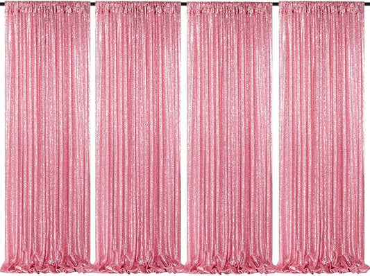 Backdrop Curtain Drapes 4 Pieces 2FTx8FT Blush Pink Wedding Backdrop for Bridal Shower Brithday Party Decor