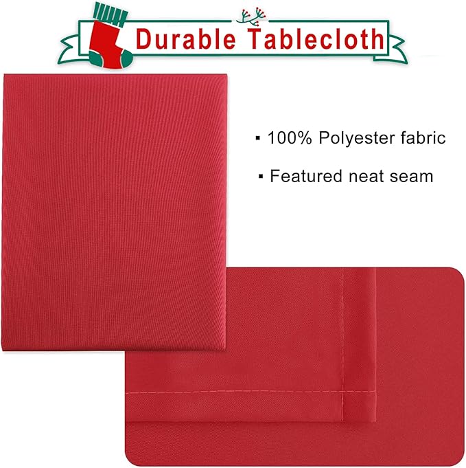 Hiasan Red Tablecloth Rectangle - Wrinkle Resistant and Waterproof Dining Room Washable Christmas Table Cloth, Polyester, 70 x 90 Inch
