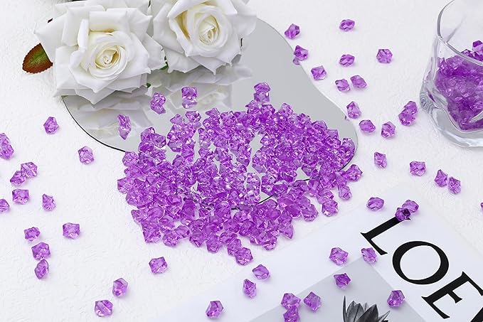 LAIDANLA 500PCS Sky Blue Acrylic Gems Fake Ice Cubes Vase Fillers Blue Plastic Diamonds Fake Crushed Rocks for Centerpiece DIY Party Table Scatter Prop Wedding Decoration Accessories