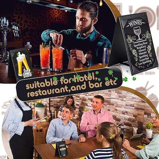 Gerrii Leatherette Table Tents Black PU Leather Menu Covers Bulk Double Sided Frame Sign Holders 2 Side Drink Dessert Menu Folders for Restaurant Coffee Cafe Bar Wedding Supplies(30 Pack,4 x 6 Inch)