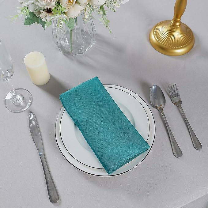 Cloth Napkins 17x17 inch Washable Polyester Dinner Napkins Soft Table Napkins for Wedding Party Dining Banquet(Teal,25PCS)