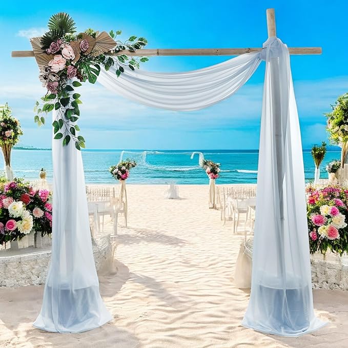 MDS Halloween Chiffon Draping Fabric - 2 Panel, 30" Wide x 30ft Long - Sheer Spooky Arbor & Canopy Drapery for Haunted House Backdrops, Party Ceilings, DIY Costumes & Themed Events - Baby Blue
