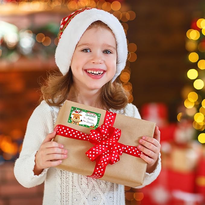 500 PCS Christmas Gift Tags,Christmas Name Tags Stickers Roll, Self-Adhesive Christmas Labels for Presents, Gift Bags, Boxes, Xmas Holiday Wrapping Paper Christmas Decorations