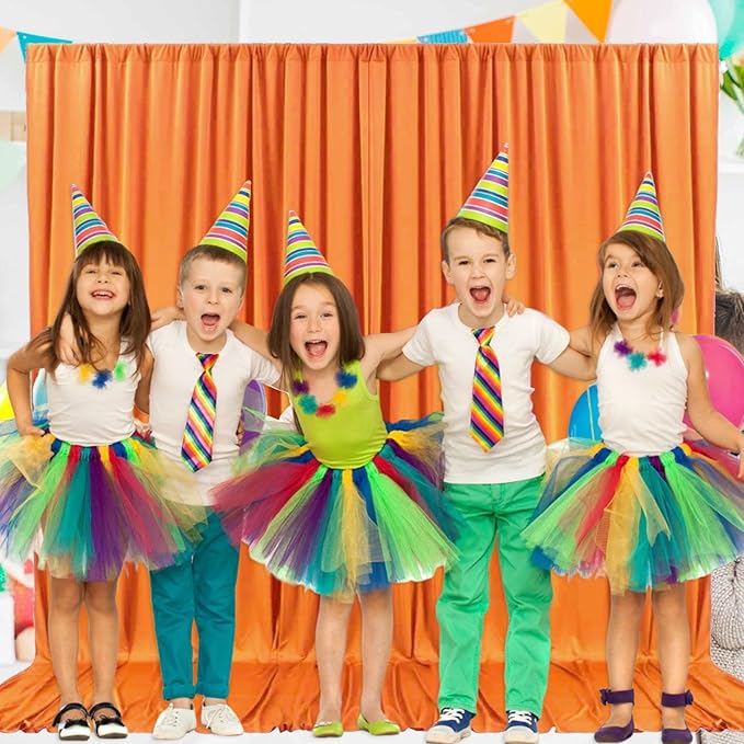 2 Panels Orange Yellow Backdrop Curtain, 10 x 10 Feet Satin Background Curtains for Parties, Weddings, Baby Showers, Halloween, Christmas Birthday Party Photoshoot Backdrop Curtains Decorations