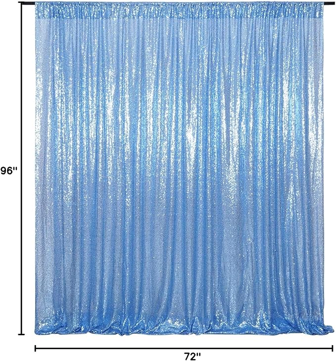 Poise3EHome 6FT x 8FT Sequin Photography Backdrop Curtain for Party Decoration, Baby Blue