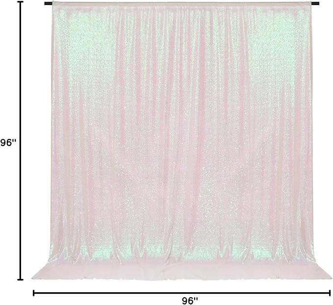 PartyDelight Iridescent 8FTx8FT Sequin Backdrop Photography Curtain Special Events Party