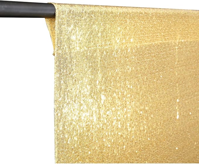 Juya Delight 10ft x 10ft New Gold Sequin Photography Backdrop Curtain for Wedding Party Decoration Festival Ceremony