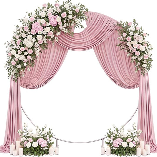 Wedding Arch Draping Fabric 29" x 19Ft Sheer Drapes for Backdrop Wedding Ceremony Reception Ceiling Decor Curtain Baby Bridal Shower Decoration (Dusty Rose, 3 Panels)