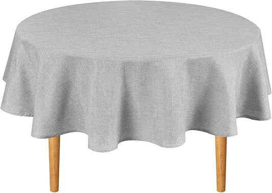 Hiasan 90 Inch Round Tablecloth Linen - Wrinkle and Stain Resistant Washable Polyester Fabric Table Cloth for Patio Dining Room Kitchen Party, Light Grey