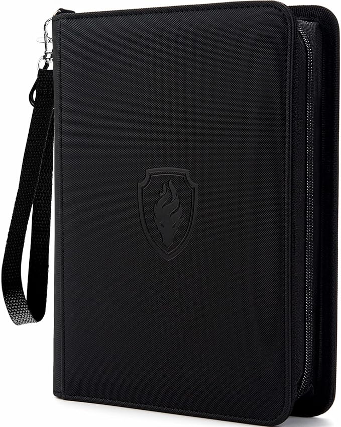 Premium 4 Pocket Zip Card Binder, Trading Card Binder for 320 Cards, Portable PU Card Collection Binder, Collector Card Album Folder for MTG, TCG, Sports Cards, Game Cards (Black)