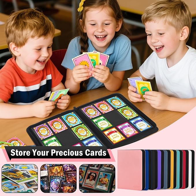 9 Pocket Trading Card Zip Binder, 540 Cards, Premium Baseball Card Storage Album, 30 Side-Loading Pages, Folder for Collectible Games, Sports, TCG, Red