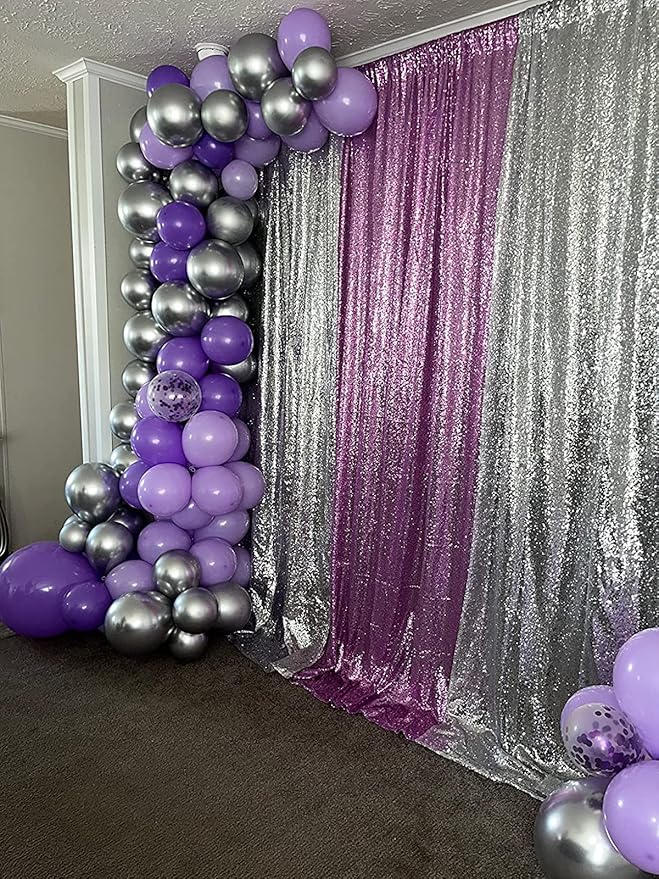 Lavender Sequin Backdrop Curtains 1 Panel 10FTx10FT Glitter Lavender Photo Backdrop Drapes Party Wedding Baby Shower Backdrop Sparkle Photography Background Backdrops