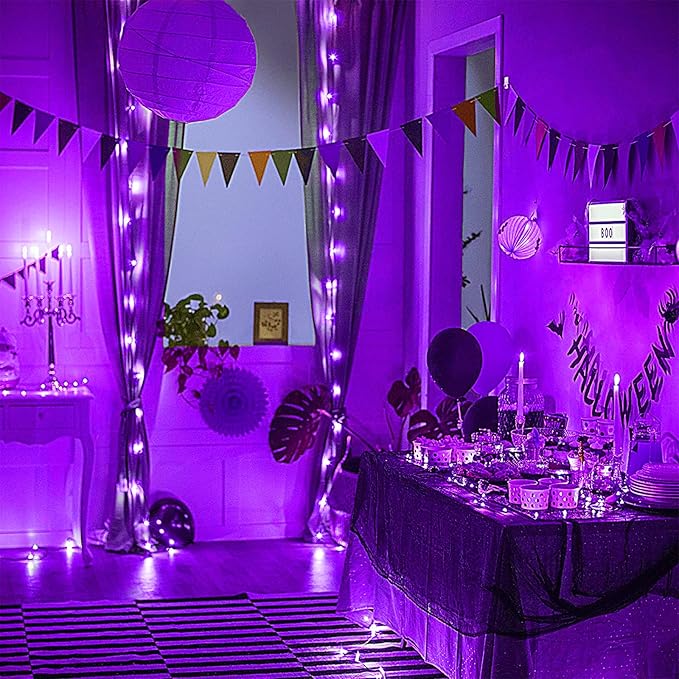 16 Pack 30 Led Fairy Lights Battery Operated String Lights 10 Feet Waterproof Twinkle Lights Mason Jar Purple
