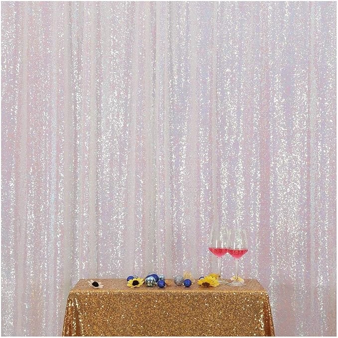Poise3EHome 6FT x 6FT Iridescent Sequin Photography Backdrop Curtain for Party Decoration