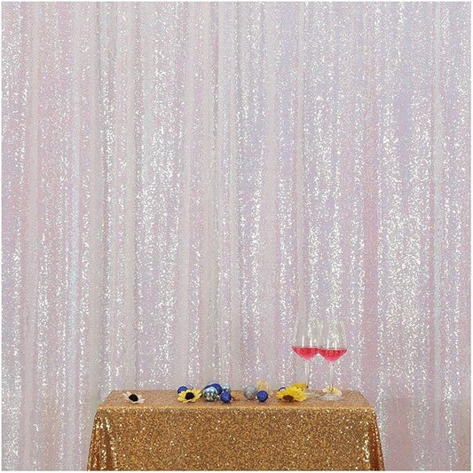 Poise3EHome 7FT x 7FT Iridescent Sequin Photography Backdrop Curtain for Party Decoration, Iridescent