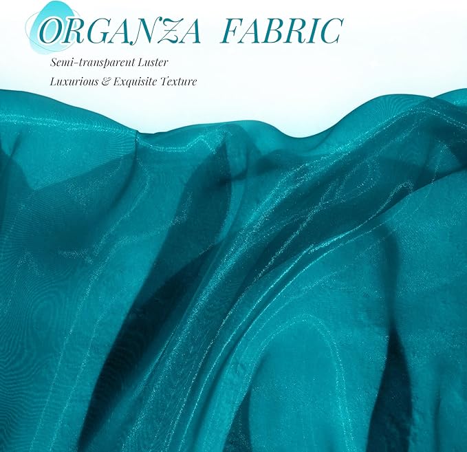 P Pothuiny Sheer Organza Fabric by The Yard, 10 Yards x 60 Inch Wide Bridal Teal Organza Tulle Fabric Roll Shiny Gauze Fashion Dress Sewing Craft for Wedding Party Decorations Backdrop
