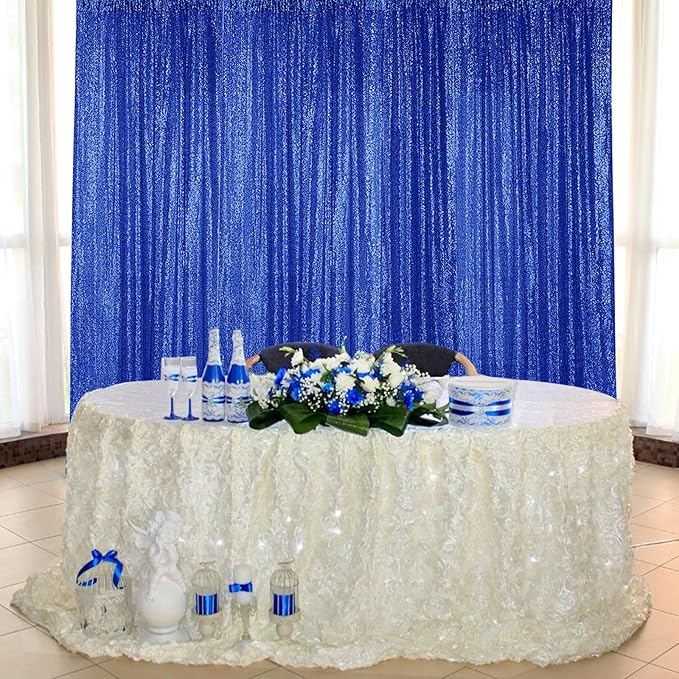 Sugargirl Navy Blue Sequin Backdrop Curtain 2 Panels 2FTx8FT Glitter Navy Blue Background Drapes Sparkle Photography Backdrop for Party Wedding Birthday Wall Decoration