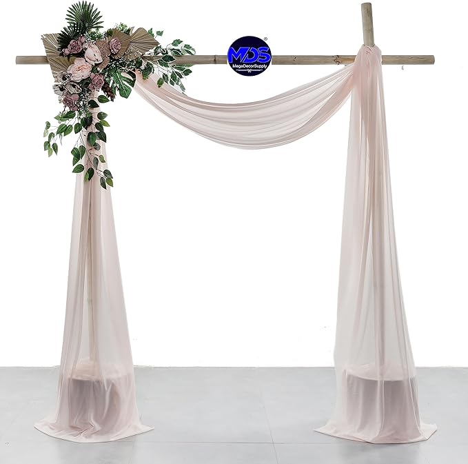 MDS Halloween Chiffon Draping Fabric - 2 Panel, 30" Wide x 30ft Long - Sheer Spooky Arbor & Canopy Drapery for Haunted House Backdrops, Party Ceilings, DIY Costumes & Themed Events - Nude