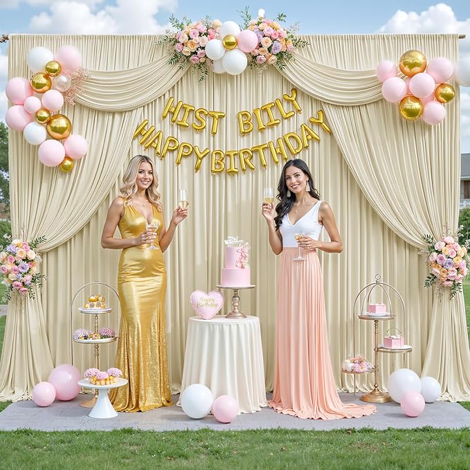 20ft x 12ft Beige Backdrop Curtains Wrinkle Free Backdrop Curtain for Wedding Parties Beige Fabric Backdrops Drapes Back Drop Cloth Bridal Shower Stage Curtains Wedding Decorations for Reception