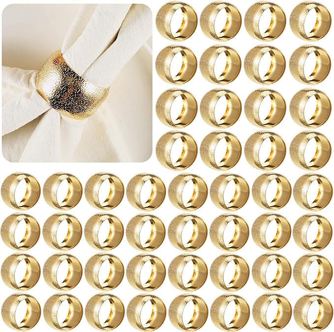 Lallisa Gold Napkin Rings Metal Napkin Ring Holders for Cloth Table Decorations for Wedding Anniversary Birthday Dinners Party of Table Setting(36 Pcs,Classic)