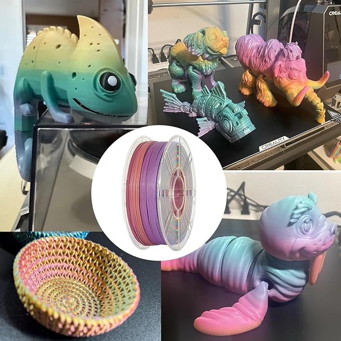Kingroon Rainbow Filament 3D Printer Filament Color Changing 1kg Dimensional Accuracy ±0.03mm,Gradually Random Quickly,Fit Most 3D Printers