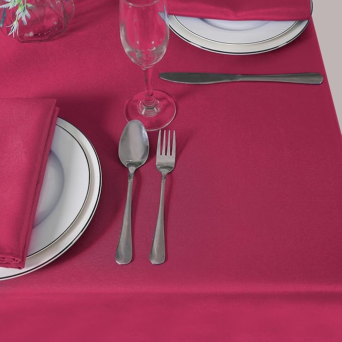 60 inch Round Tablecloth Washable Polyester Table Cloth Decorative Table Cover for Wedding Party Dining Banquet（60 inch,Burgundy）